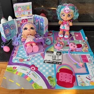 Kindi Kids Shiver N Shake Rainbow Kate Play Doll, ambulance & Dr Cindy Pops lot